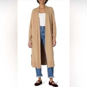 Essentials camel beige long open duster cardigan soft loungewear s small tan